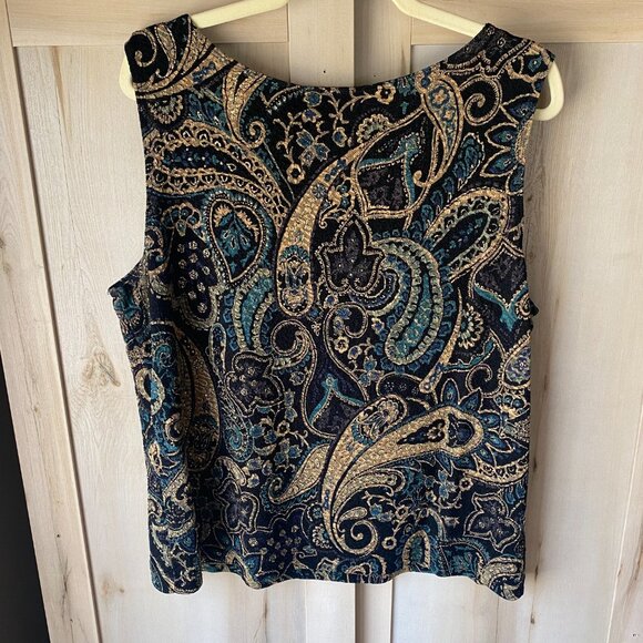 White Stag 90s Y2K Paisley Boho Romantic Whimsigoth Boxy Stretch Tank Top XL - Picture 9 of 9
